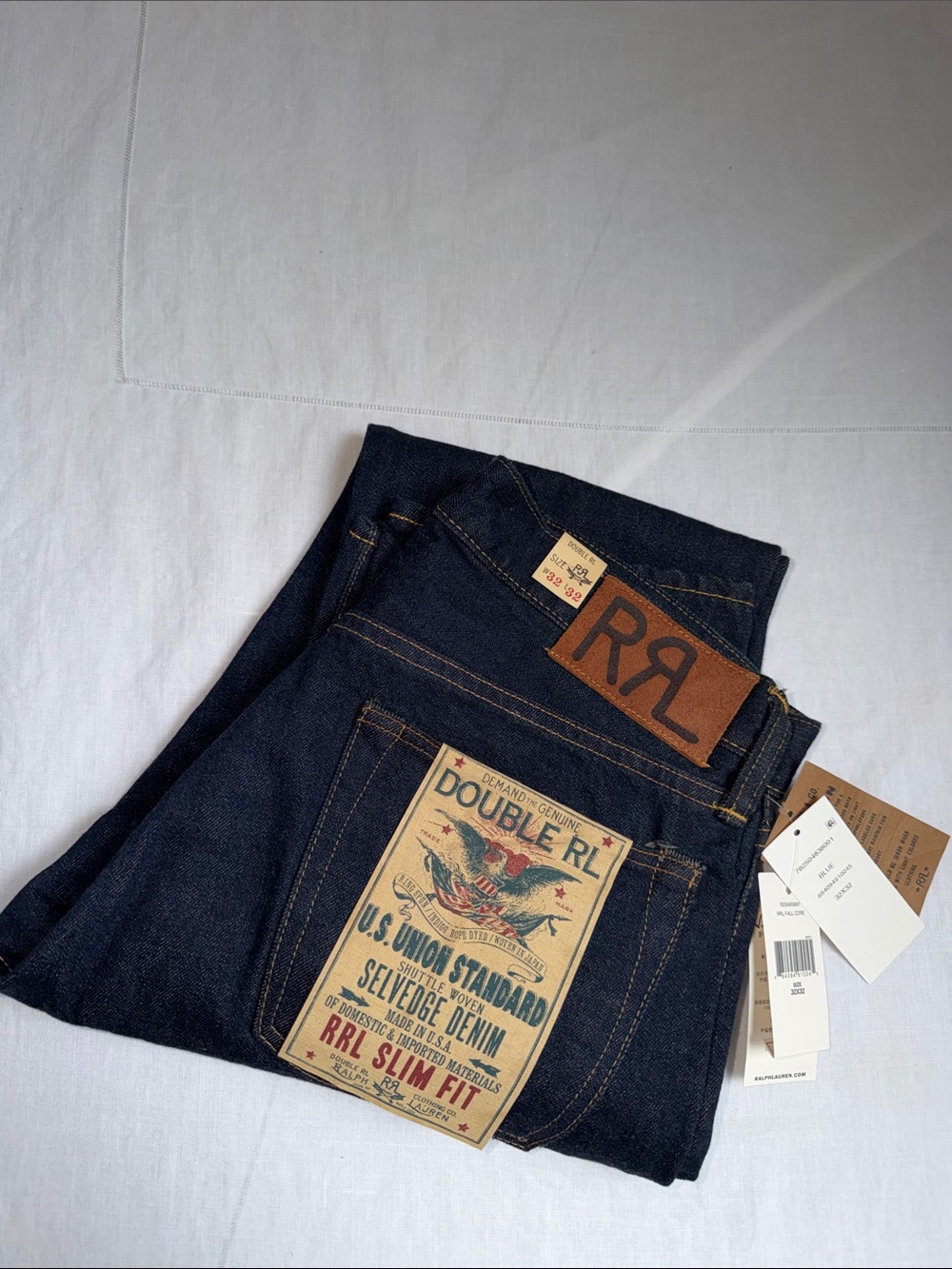 NWT New Ralph Lauren RRL SLIM FIT SELVEDGE JEAN - Fall Core 7825048001 32 x 32